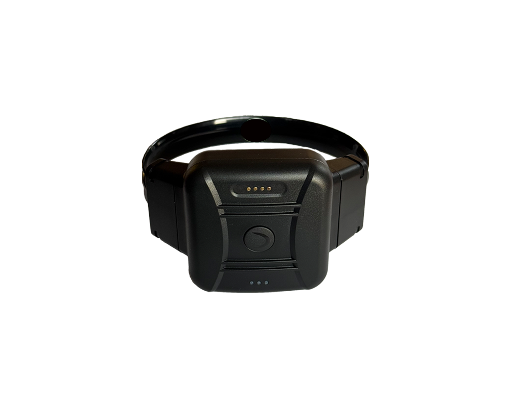 Lightweight one-piece GPS ankle monitor front view with GNSS and sealed housing for community corrections