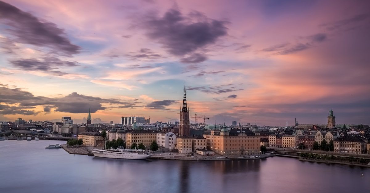 Stockholm Sweden cityscape at dusk — contextual imagery for national electronic monitoring procurement and Swedish public safety infrastructure