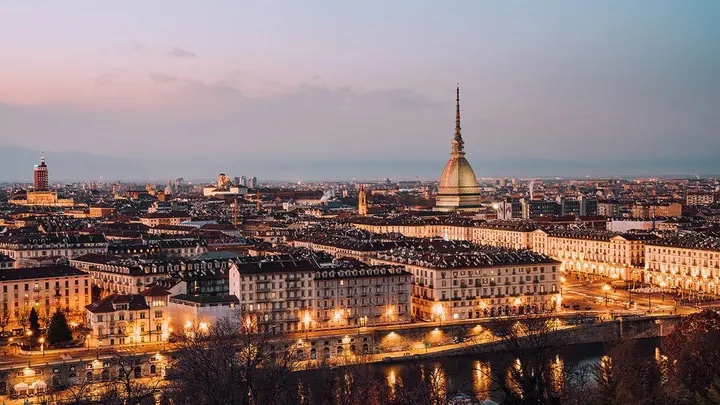 Turin Italy skyline with Mole Antonelliana where Lee Gilley is detained awaiting extradition after cutting ankle monitor in Houston